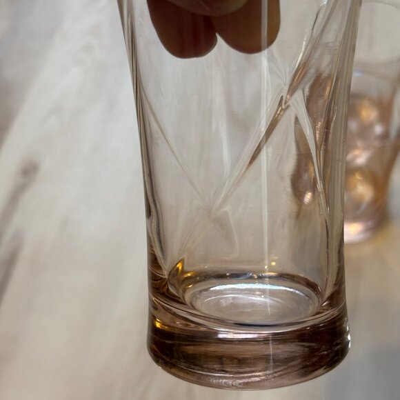 Libbey Concert Pink Misty Rose Tumbler Set Of 5 Vtg Glasses Optic Swirl - Picture 5 of 6